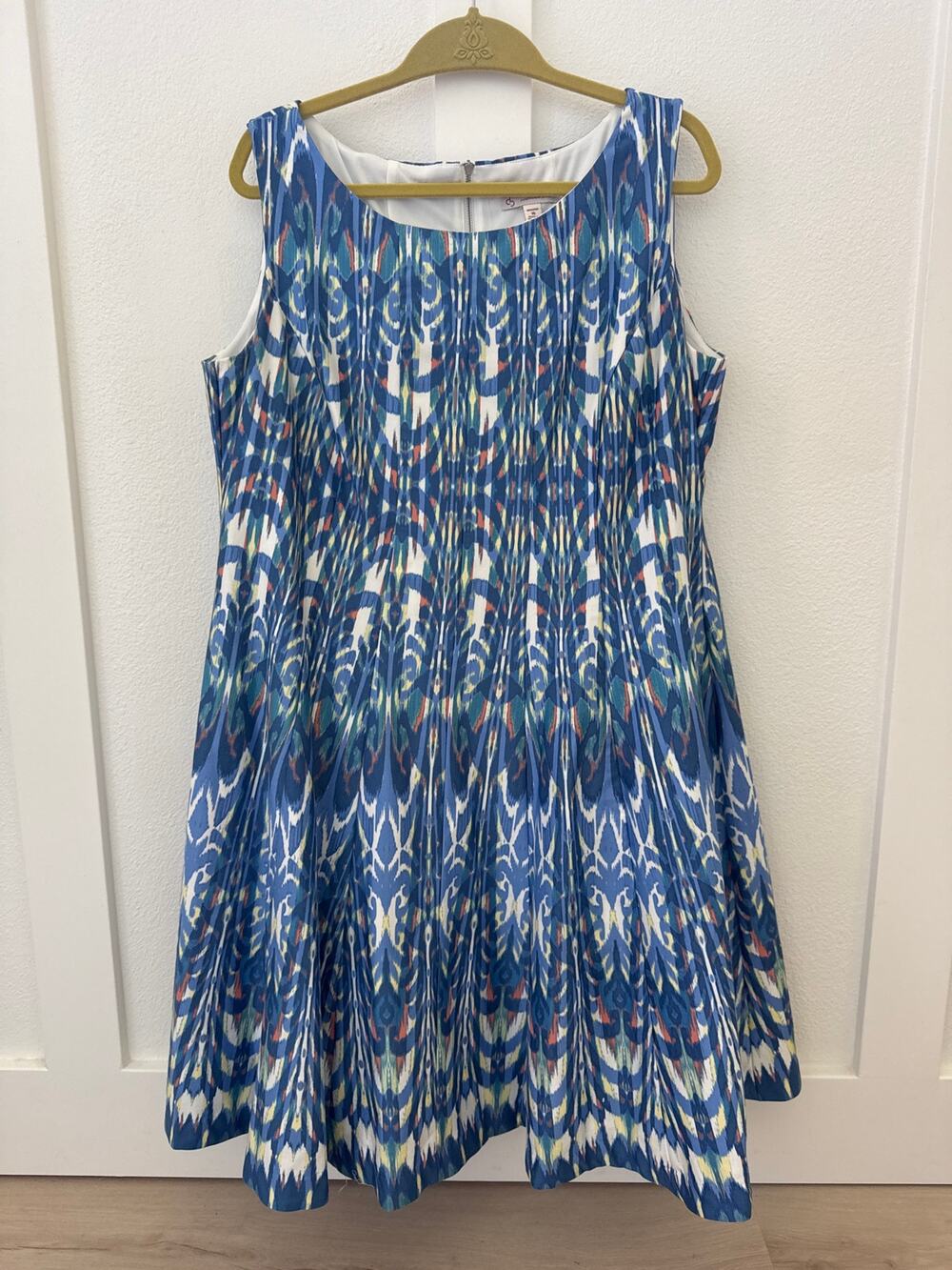 DB Established 1962 Women’s 16 Blue Abstract Print Sleeveless Fit Flare Dress